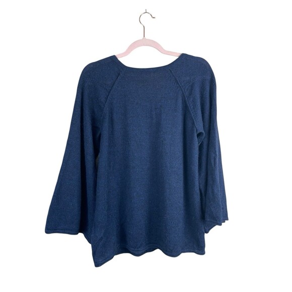 GARNET HILL 100% Baby Alpaca V Neck Bell Sleeve Roll Hem Pullover Sweater Medium - Picture 3 of 11